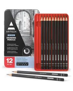 Arteza | Professional Drawing Sketch Pencils | Set of 12 (assorted grades)