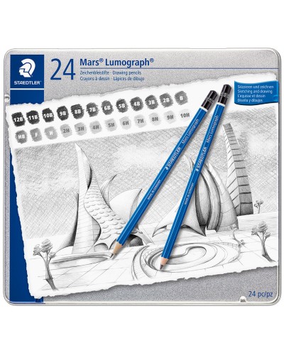 Staedtler | Mars Lumograph 100 | Tin of 24 (12B-10H)